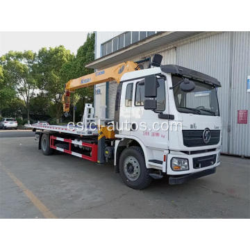 4x2 Shacman 8 toneladas de camión de restricciones de la bandeja de inclinación con 6 toneladas de grúa
